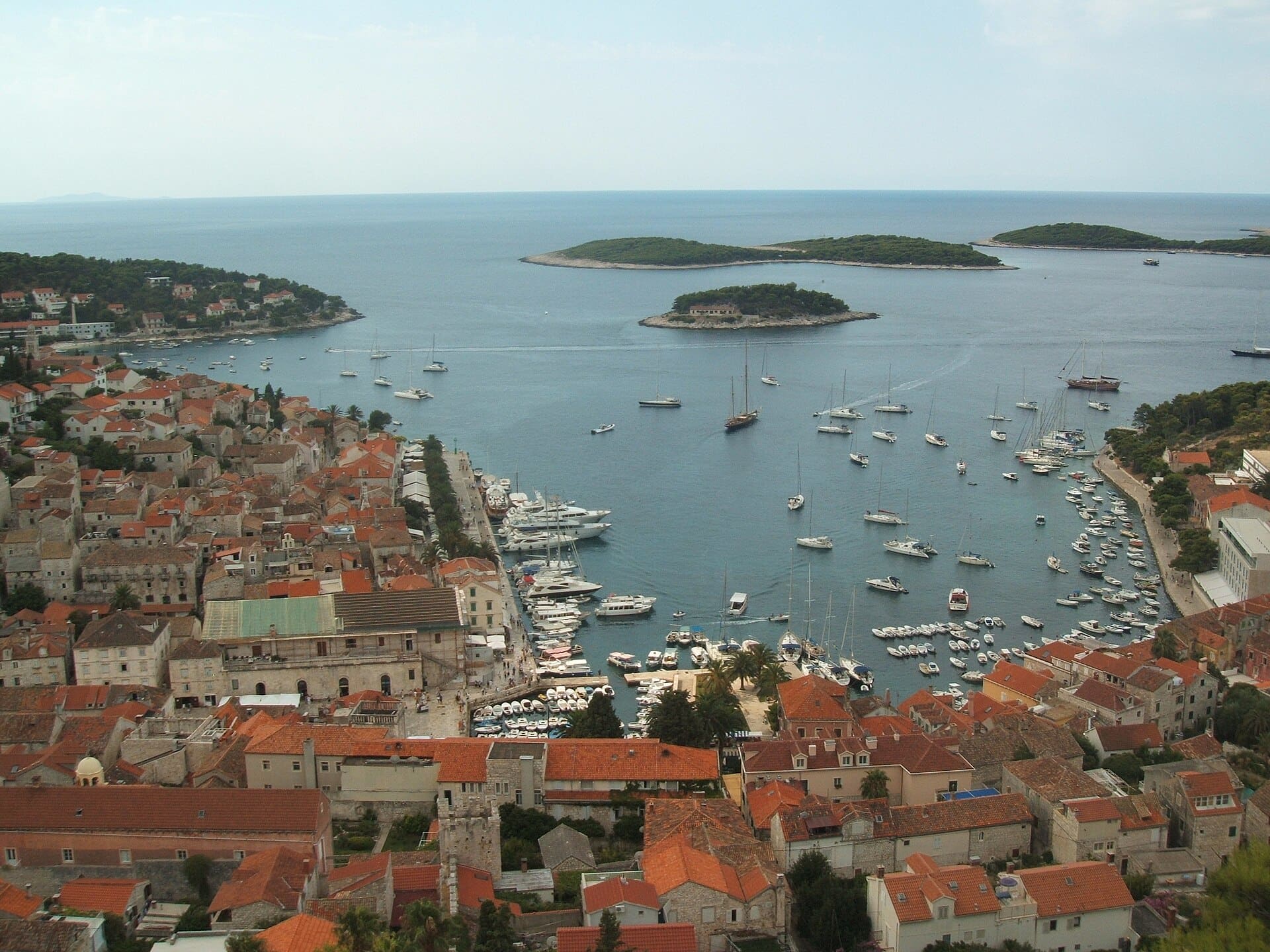 Speedboat crossing the Pakleni Islands near Hvar at dusk